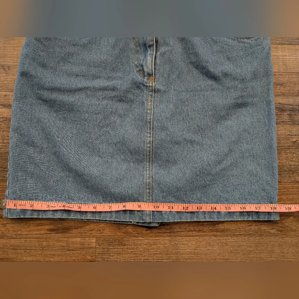 Vintage Together! High Waisted Denim Mini Skirt Lace Buttons Floral Pockets Sz 8